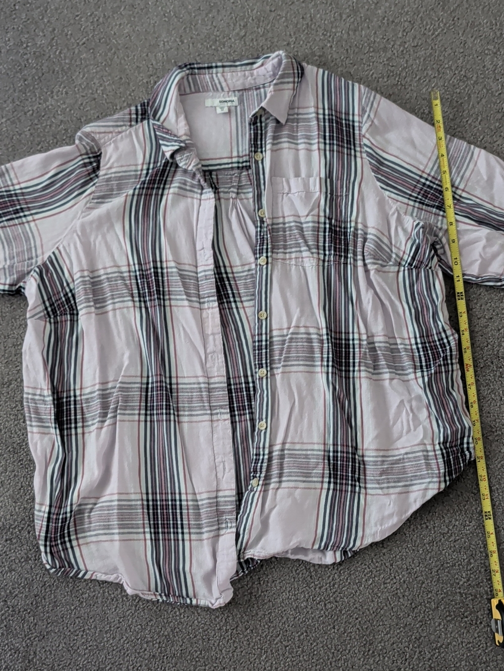 Sonoma Pink and Gray Striped Button Shirt